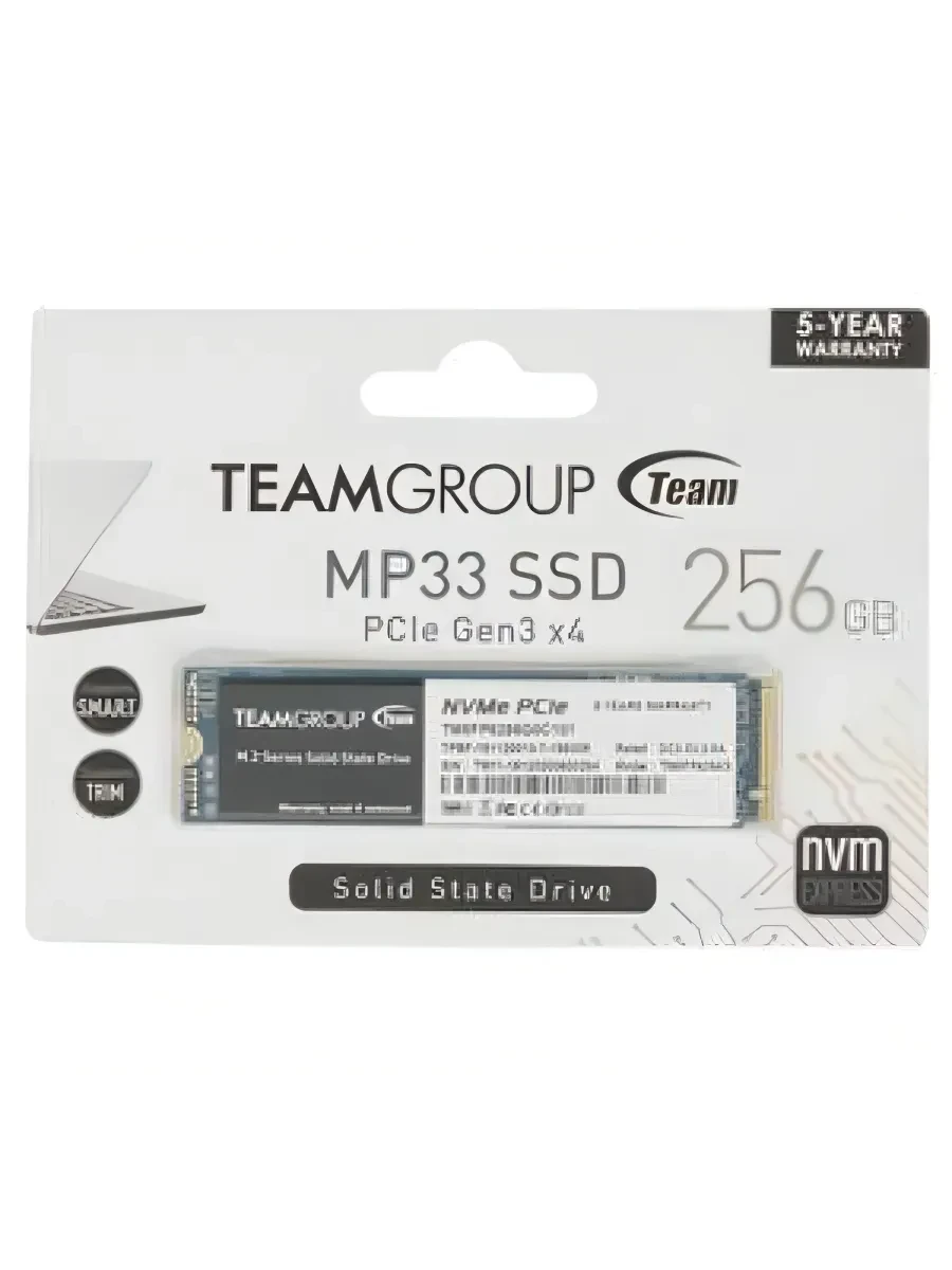 SSD-накопитель Team Group MP33 256Gb, M.2, NVMe 1.3, 1600/1000 MB/s, TM8FP6256G0C101