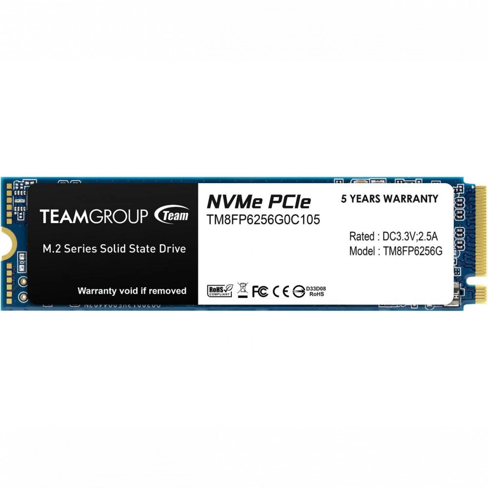 SSD-накопитель Team Group MP33 256Gb, M.2, NVMe 1.3, 1600/1000 MB/s, TM8FP6256G0C101 — 3