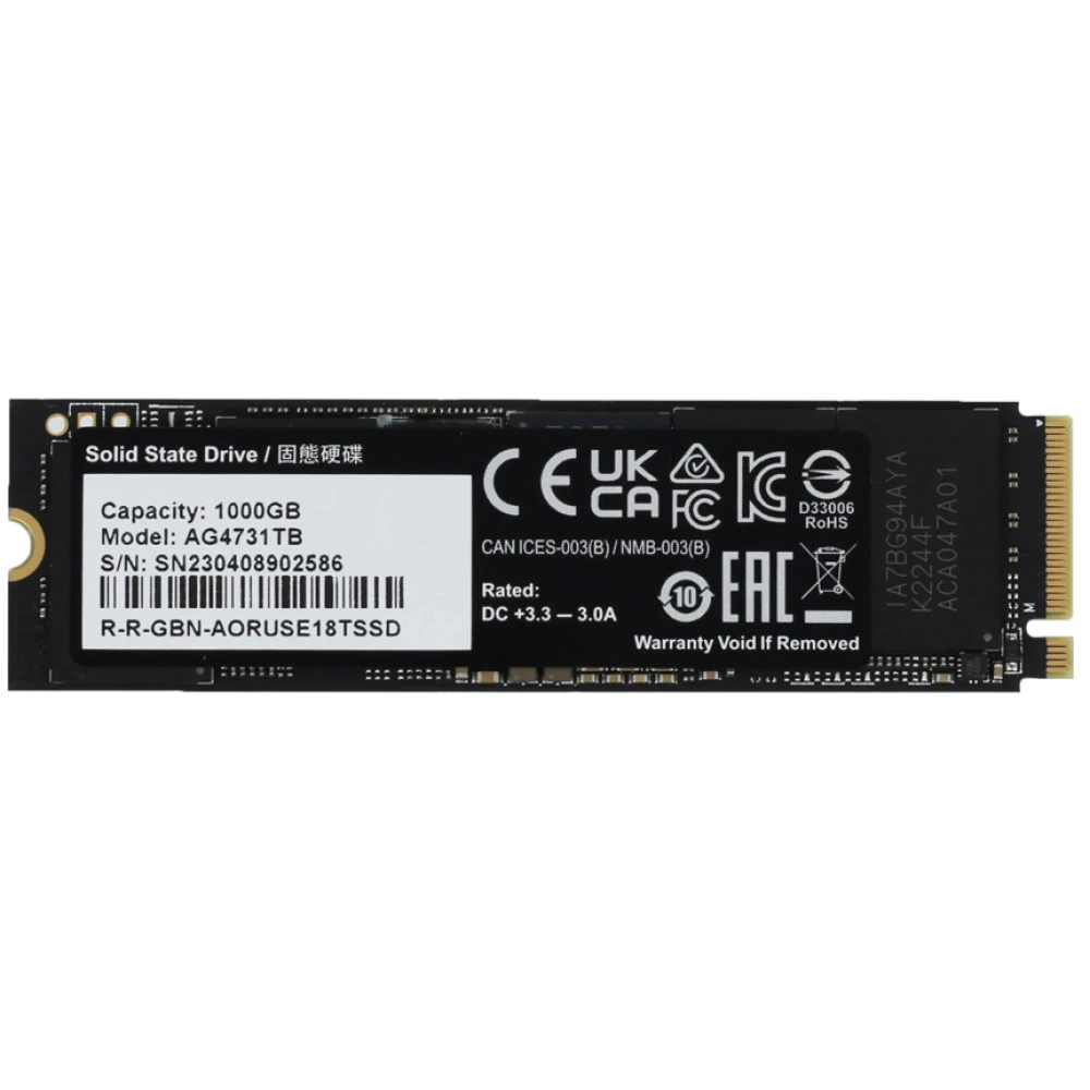 SSD накопитель SSD 1TB Gigabyte Aorus 7300, w/o heat spreader, M.2, read 7300 MB/s, write 6000 MB/s, PCIe 4.0