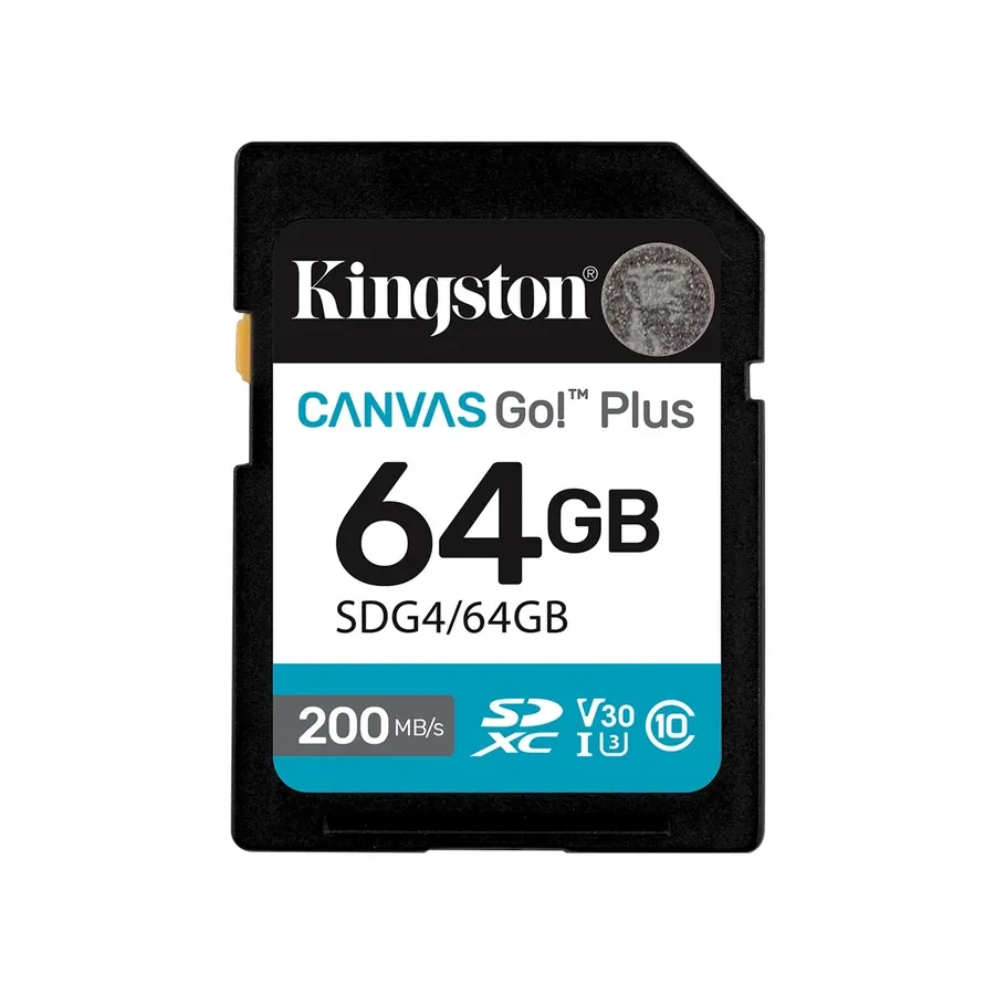 Карта памяти SD Kingston Canvas Go! Plus, 64GB, SDXC UHS-I U3 V30, 200/160 МБ/с