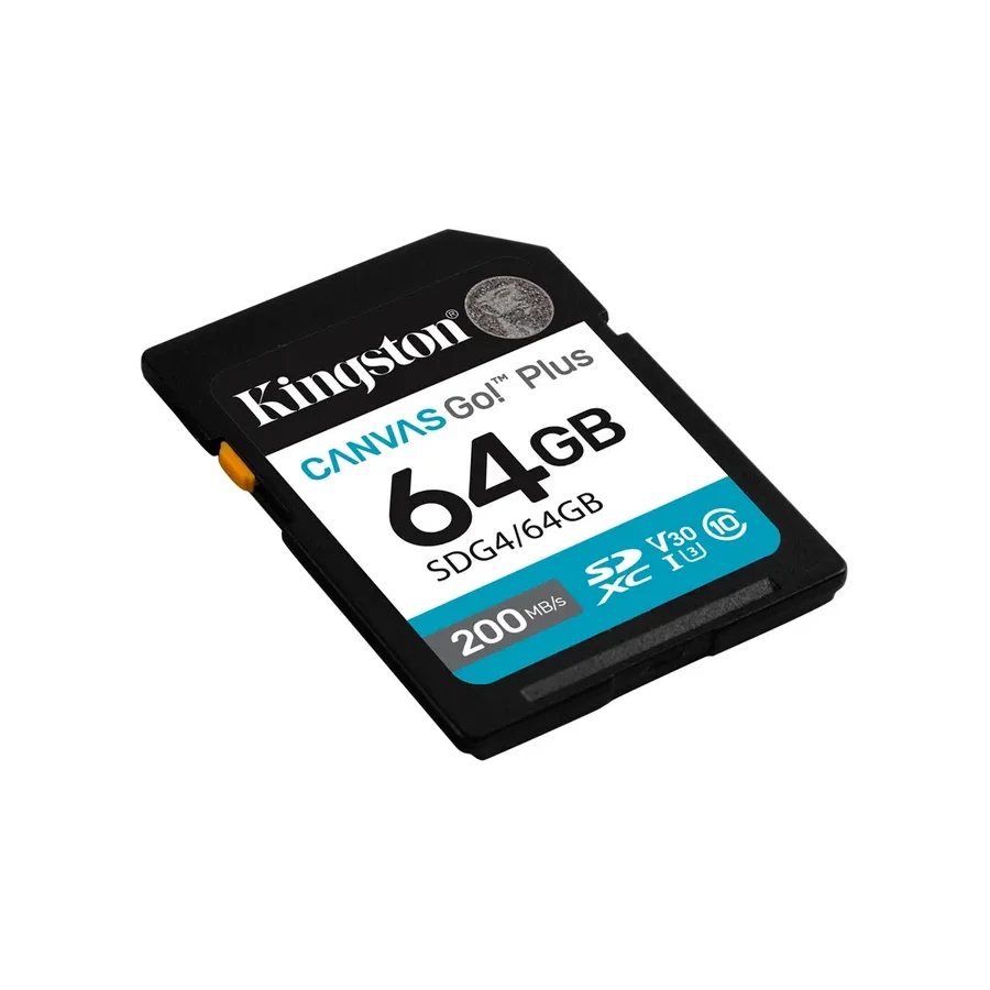 Карта памяти SD Kingston Canvas Go! Plus, 64GB, SDXC UHS-I U3 V30, 200/160 МБ/с — 2