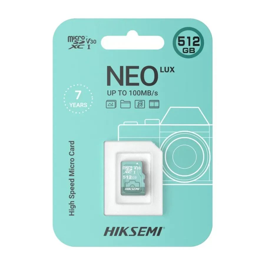 Карта памяти Hiksemi NEO LUX, microSDXC 512GB, V30 — 2