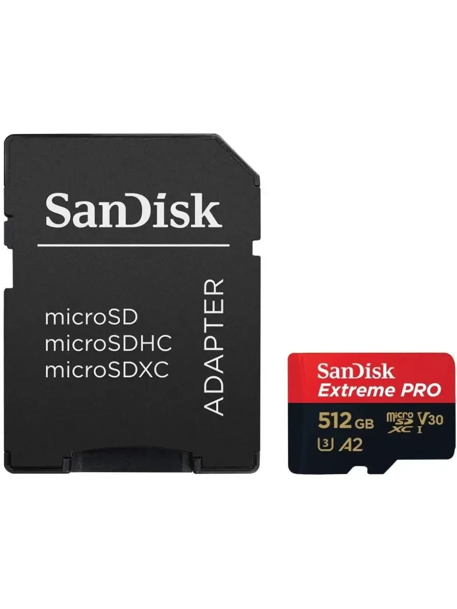 MicroSDXC карта SANDISK Extreme PRO 512GB, 200MB/s, A2 V30 — 2