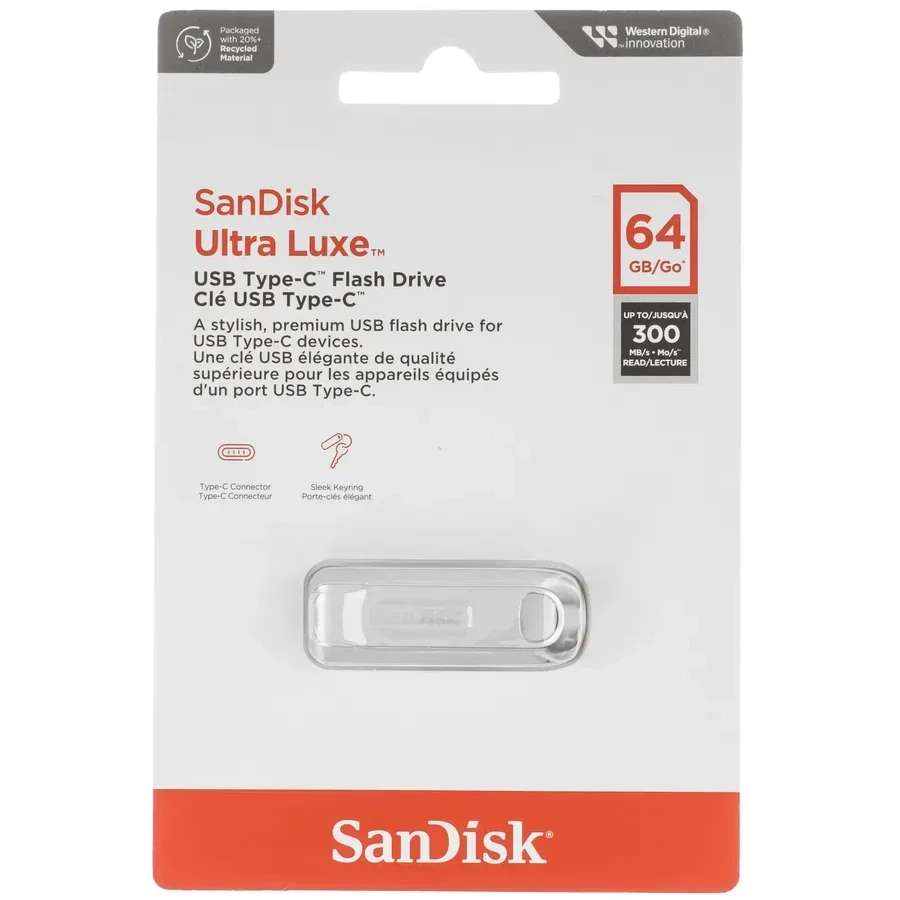 USB-флешка SANDISK Ultra Luxe USB Type-C, 64GB, USB 3.2 — 3