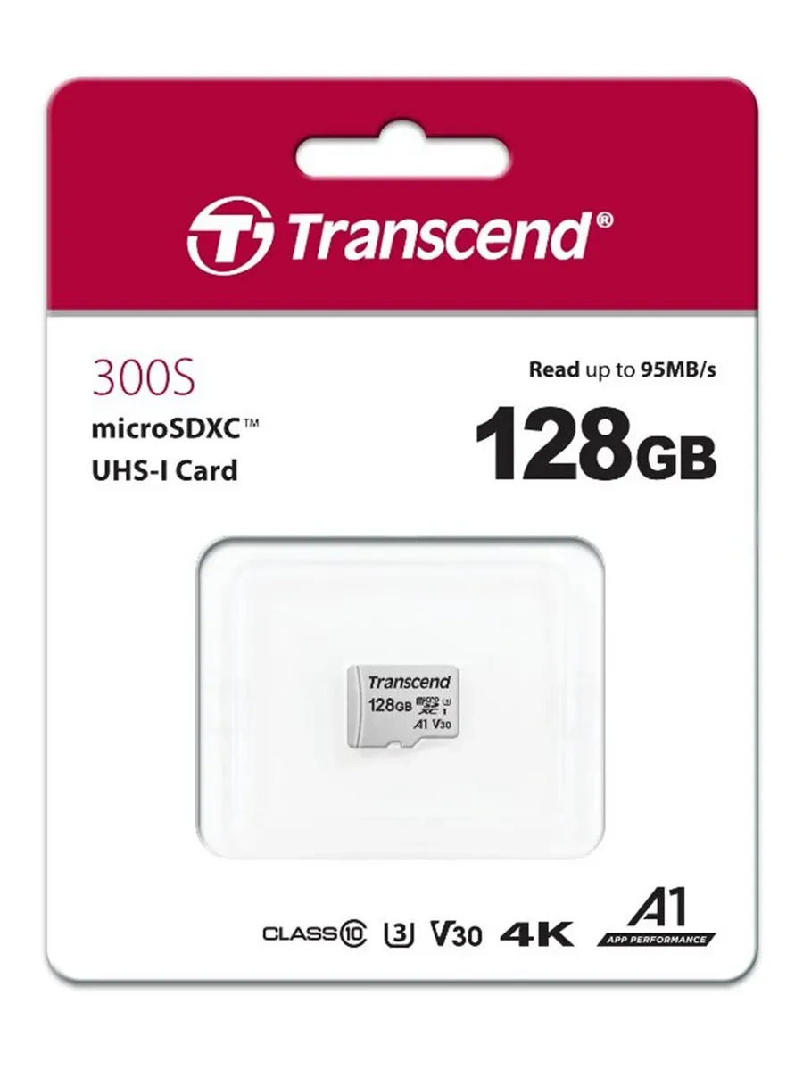 Karta памяти MicroSD 128GB, Class 10, U3, Transcend TS128GUSD300S