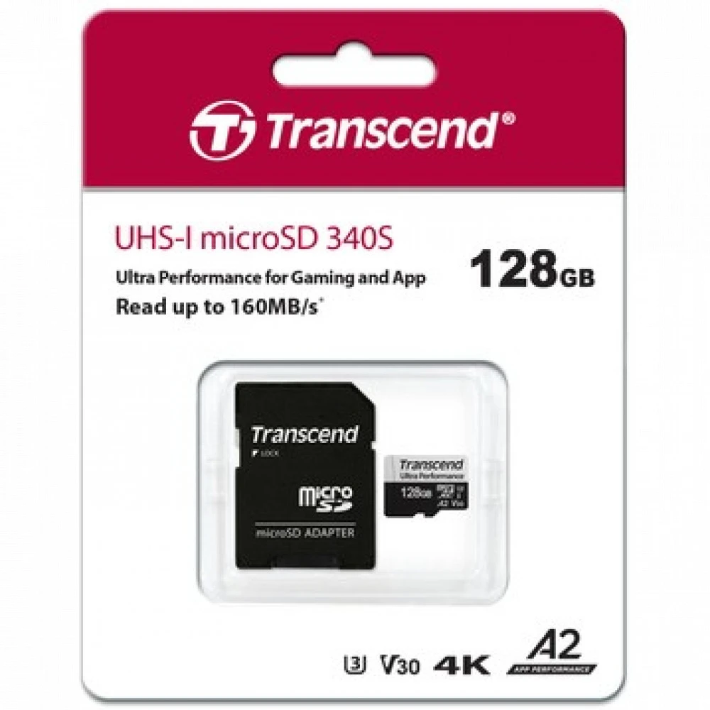 Karta памяти MicroSD 128GB, Class 10, U3, Transcend TS128GUSD340S — 2