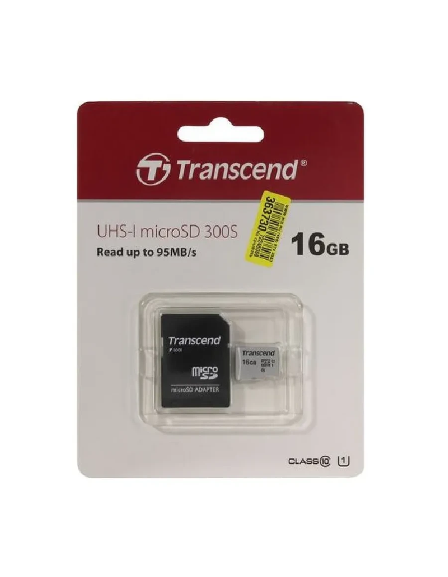 Karta памяти MicroSD 16GB, Class 10, U1, Transcend TS16GUSD300S-A