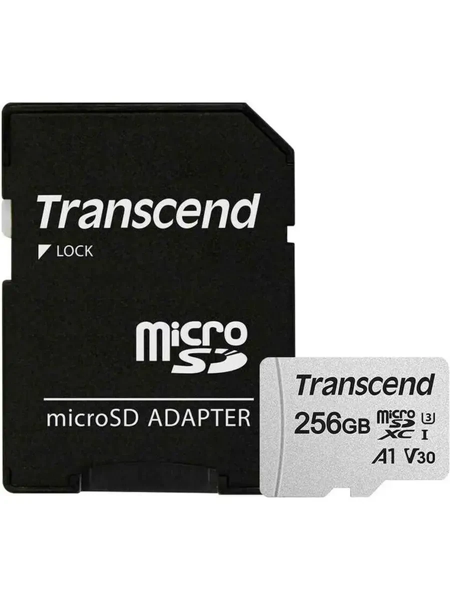 Карта памяти MicroSD 256GB, Class 10, U3, A1, Transcend TS256GUSD300S-A
