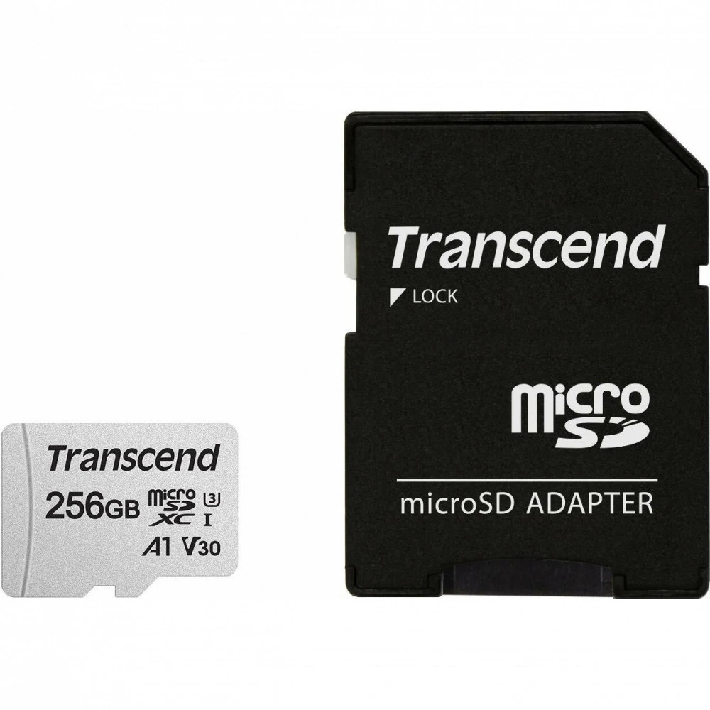 Карта памяти MicroSD 256GB, Class 10, U3, A1, Transcend TS256GUSD300S-A — 2