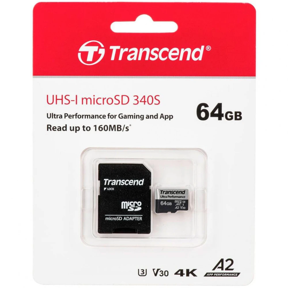 Карта памяти Transcend microSD 64GB, Class 10 U3 — 4