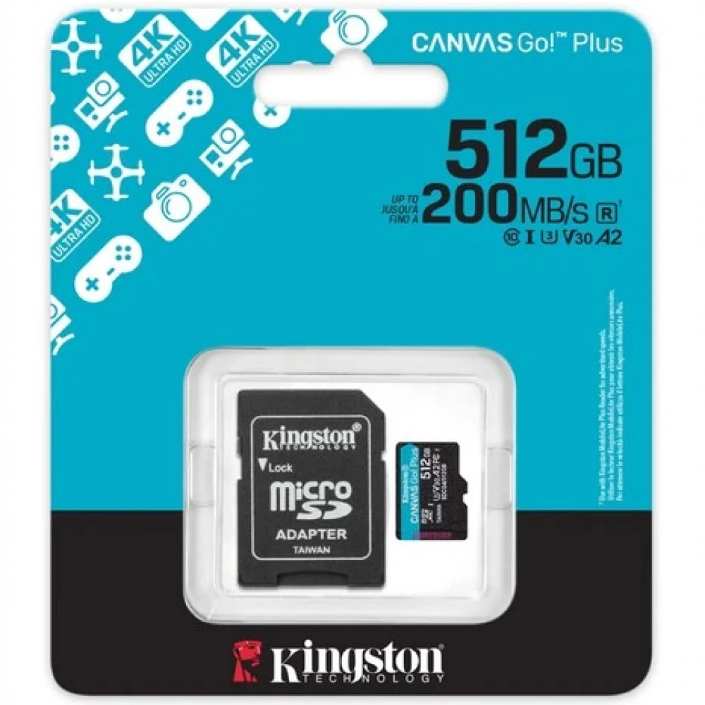 Карта памяти MicroSD, Kingston Canvas Go! Plus Gen4, 512GB, SDCG4/512GB, Class 10, UHS-I, R200/W160 — 5