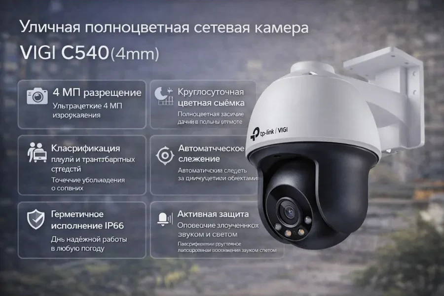 IP-камера Tp-Link VIGI C540, PoE, 4mm, уличная