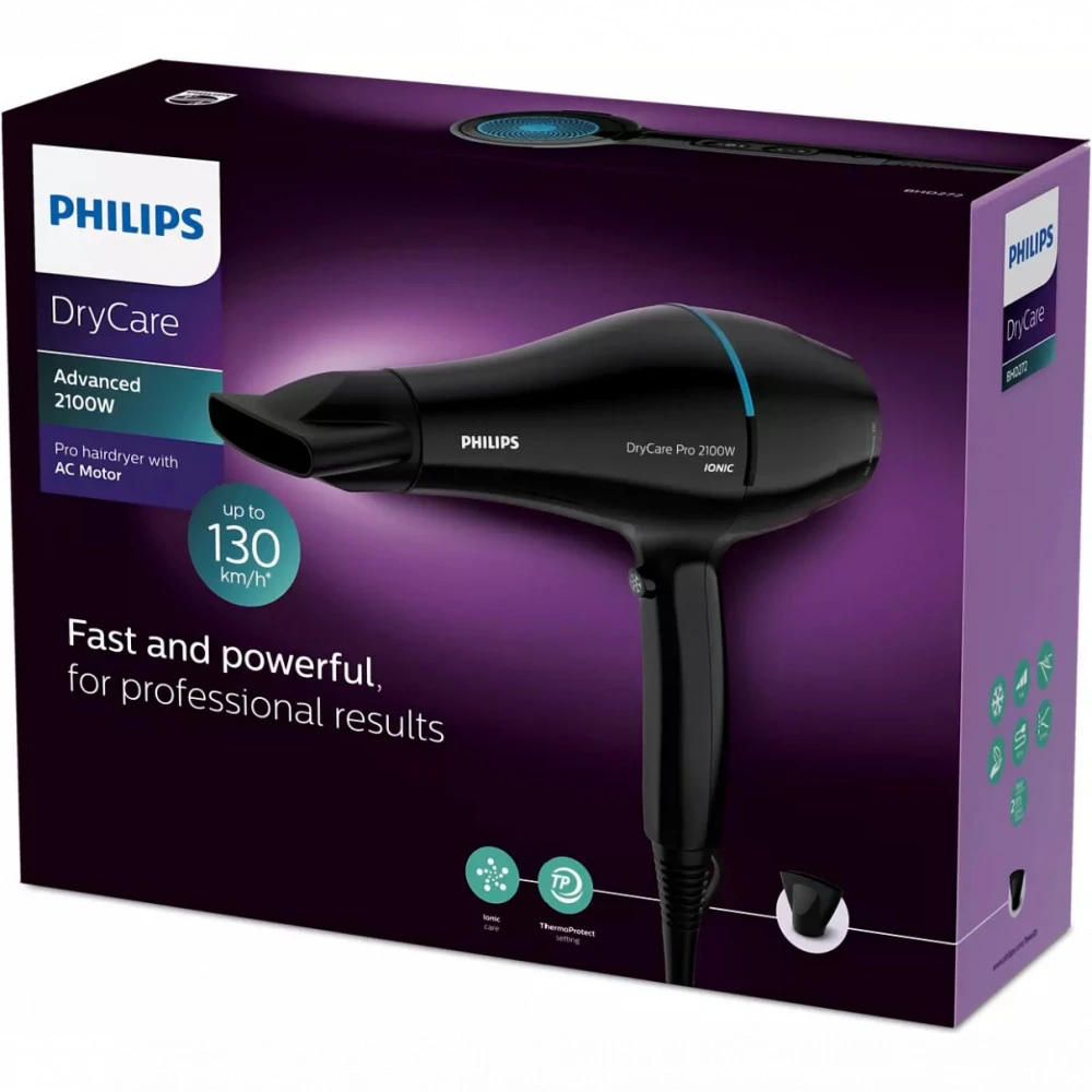 Фен Philips DryCare Pro BHD272/00, 2100 Вт, 4 режима, черный — 4