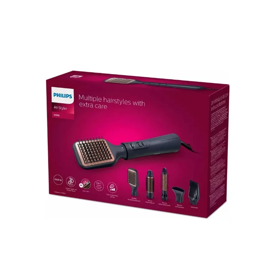 Фен-щётка Philips 5000 BHA530/00, 1000 Вт, 5 насадок, синий — 3