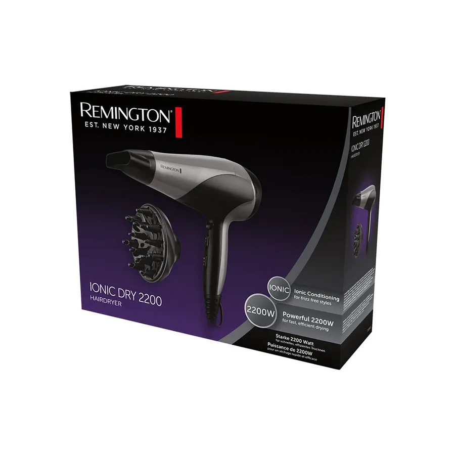 Фен Remington D3190S, DC-мотор, 2200 Вт, турмалиновая ионизация
