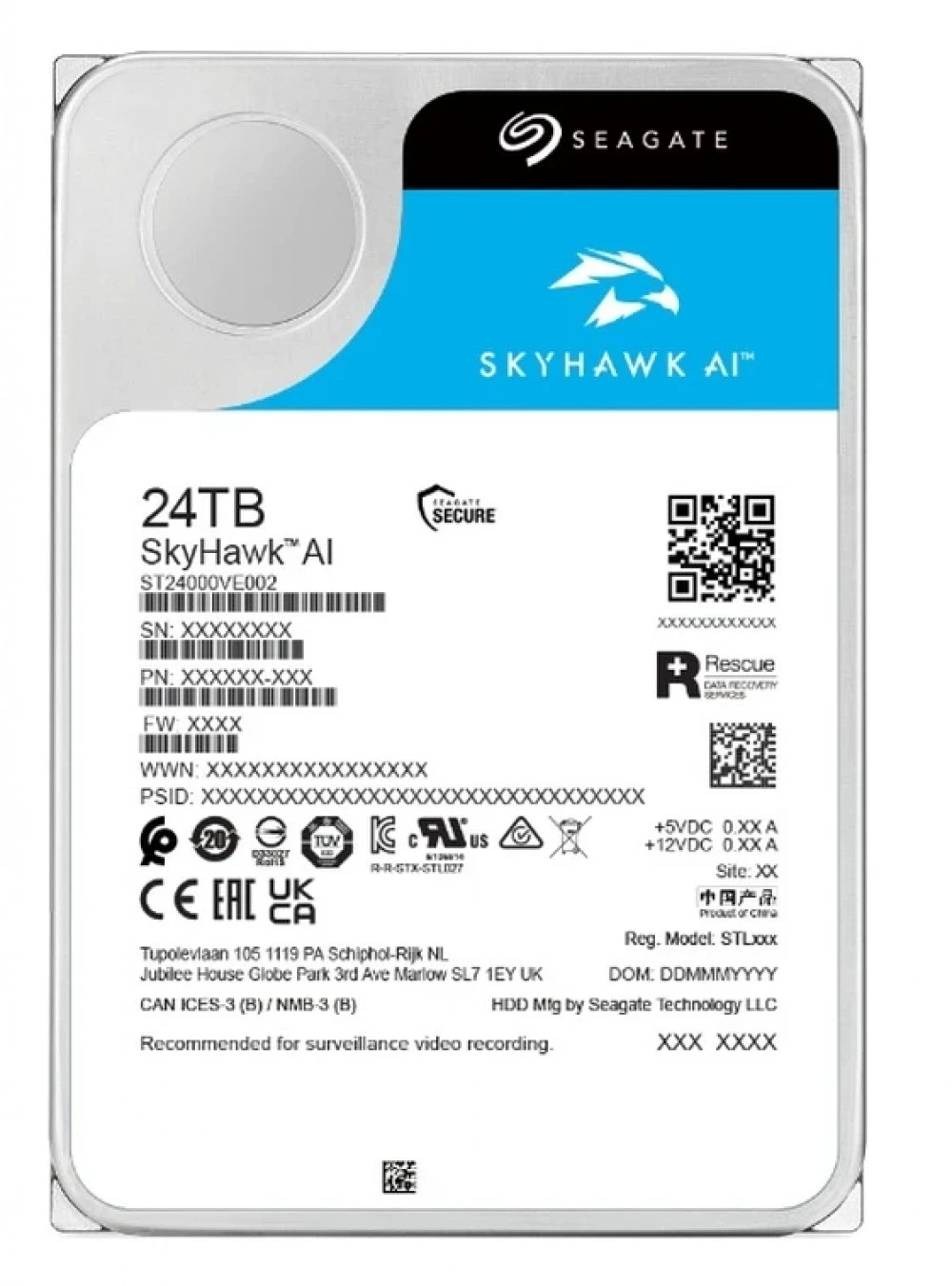 SSD накопитель SEAGATE HDD SkyHawk AI (3.5"/24TB/SATA 6Gb/s/7200rpm)