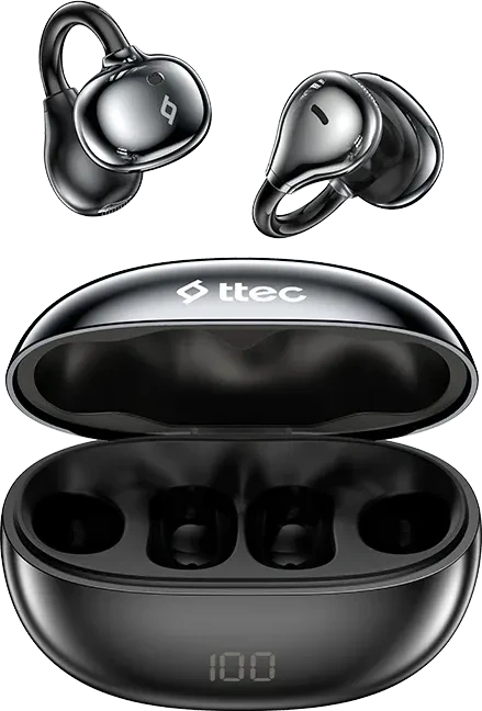 Наушники ttec AirBeat Aura, беспроводные, открытые, крепление-клипса, Bluetooth, чёрные