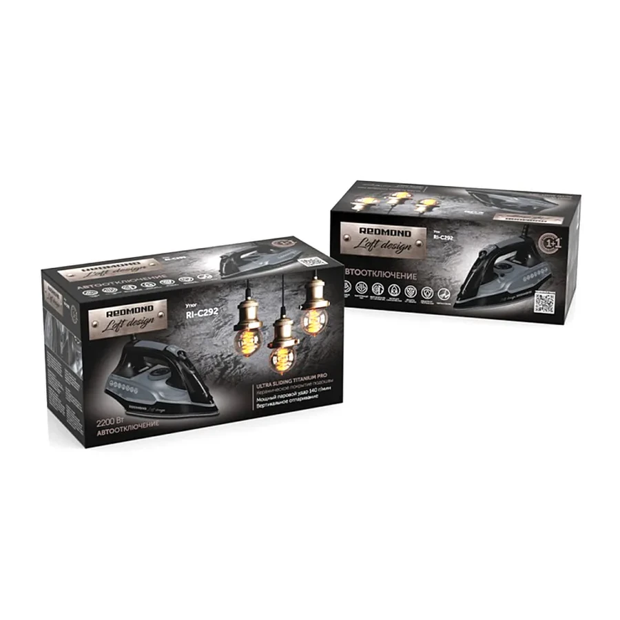 Утюг Redmond RI-C292, 2200W, чёрный, керамика