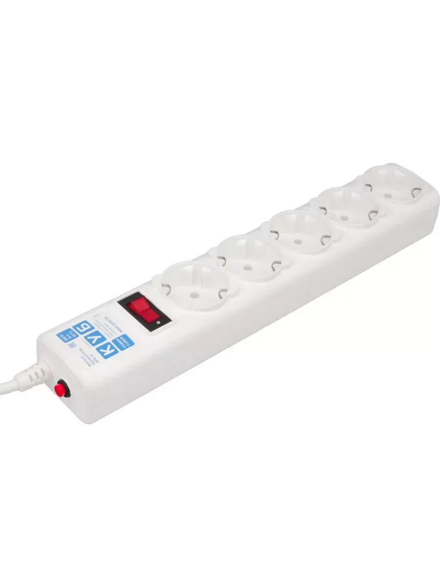 Сетевой фильтр Power Cube, 3м, 5 розеток, 10A/2,2кВт, белый — 4