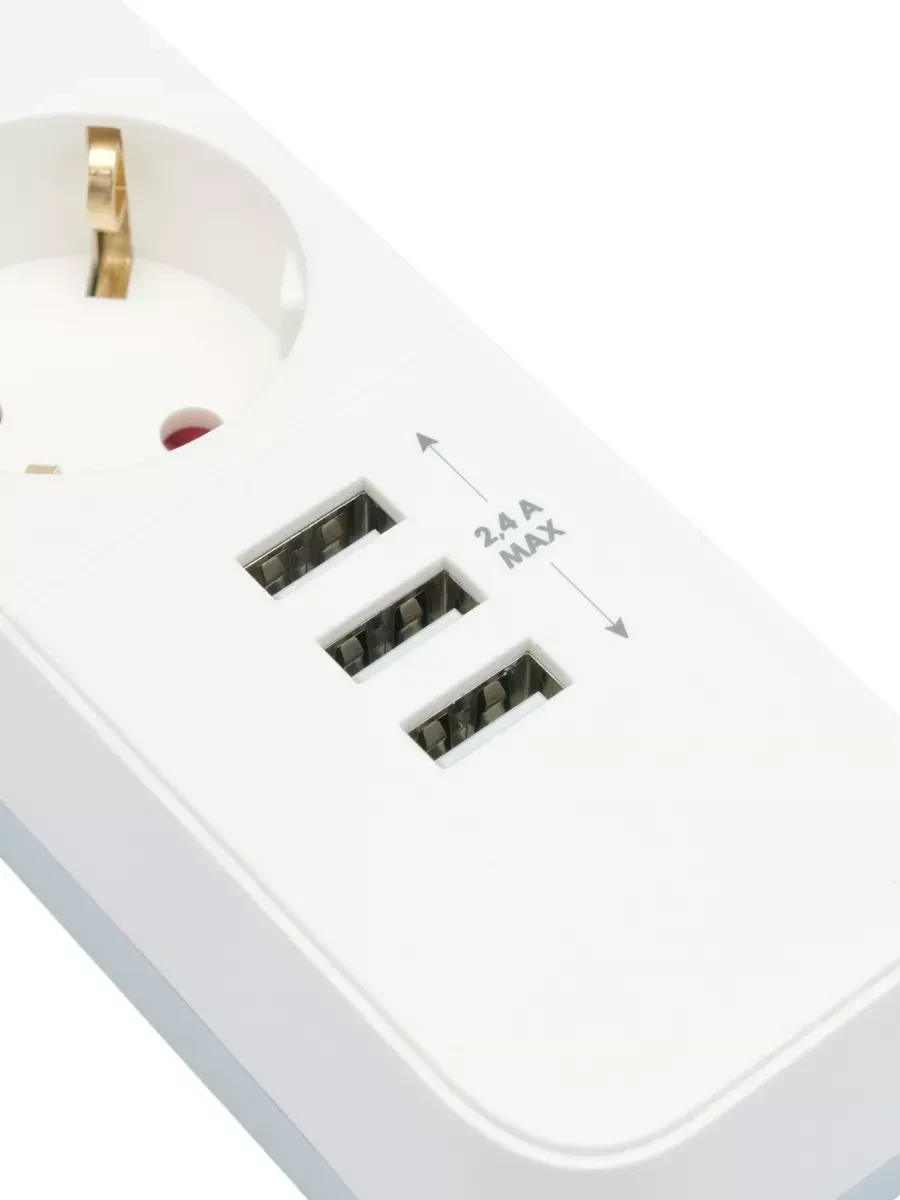 Сетевой фильтр Гарнизон, 4м, 4 розетки, 3xUSB, 10A, белый — 5