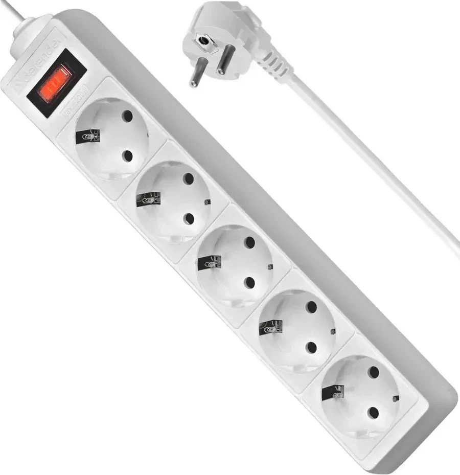 Сетевой фильтр Defender ES 3м 5 розеток White — 2