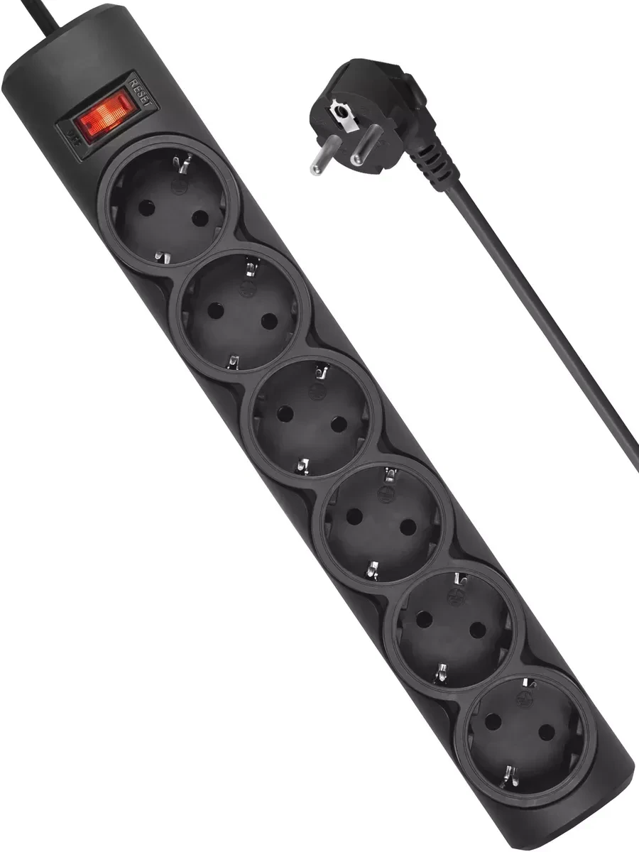 Сетевой фильтр Defender DFS 155 6 розеток 5м Black — 2
