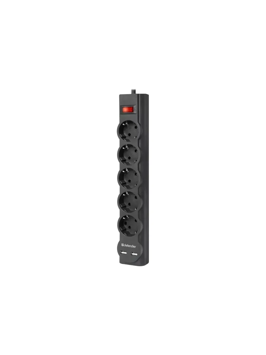 Сетевой фильтр Defender DFS 753, 5 розеток, 3м, USB — 4