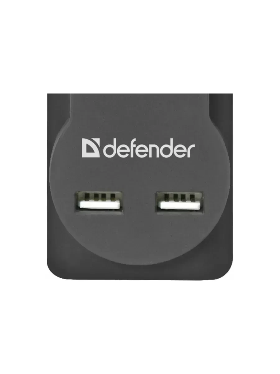 Сетевой фильтр Defender DFS 753, 5 розеток, 3м, USB — 5