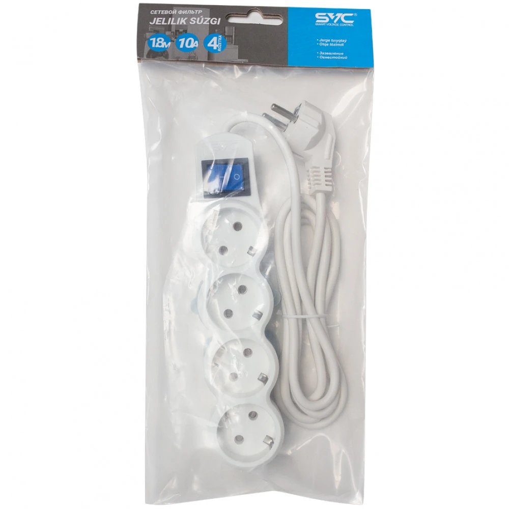 Setevoy filtr SVC ZP4S-18M, 4 розеток, 1,8 m — 3