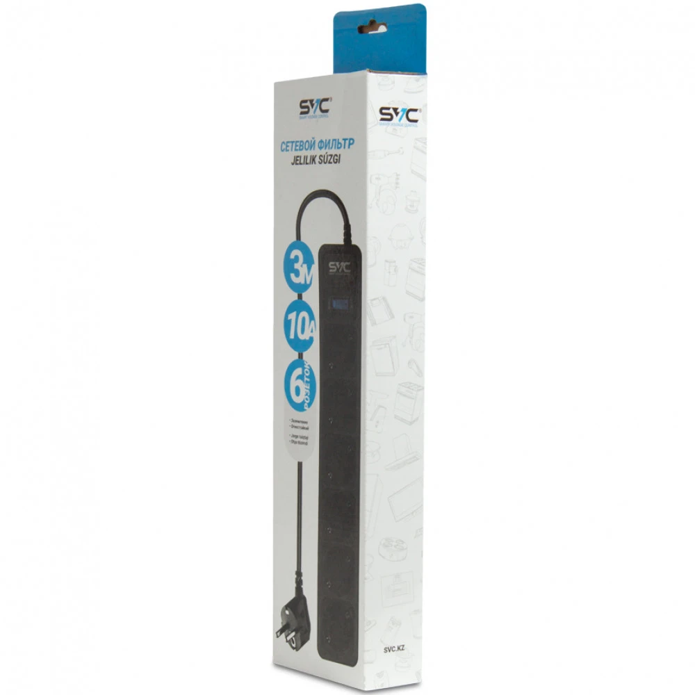 Setevoy filtr SVC ZC6S-30M, 6 розеток, 3 m — 3