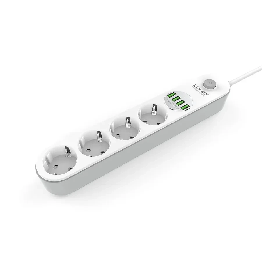 Сетевой фильтр LDNIO SE4432, 4 розетки, 4 USB, 2м