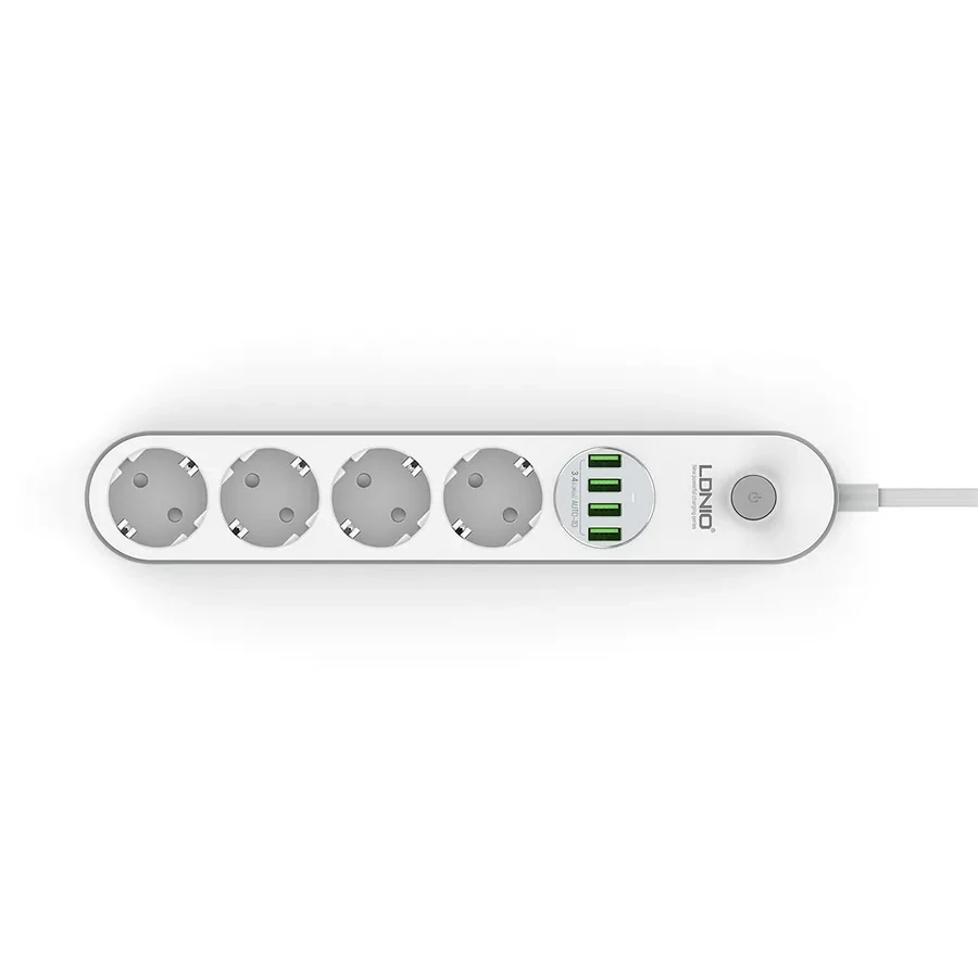 Сетевой фильтр LDNIO SE4432, 4 розетки, 4 USB, 2м — 3