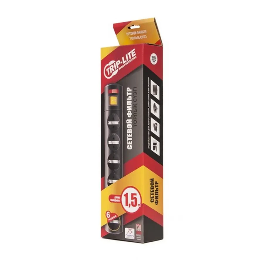 Сетевой фильтр Trip-lite GR16-1379T, 6 розеток, 1,5м, чёрный — 3
