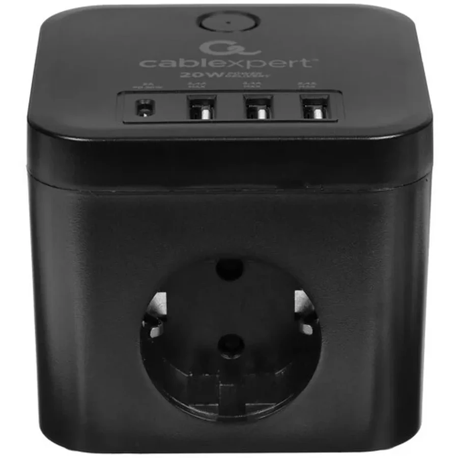 Сетевой фильтр Cablexpert Cube CUBE-3-CU3-B-1.5, 3р, 10А, 1xType-C PD, 3xUSB, 1.5м, ур.защ.4+ черный — 2