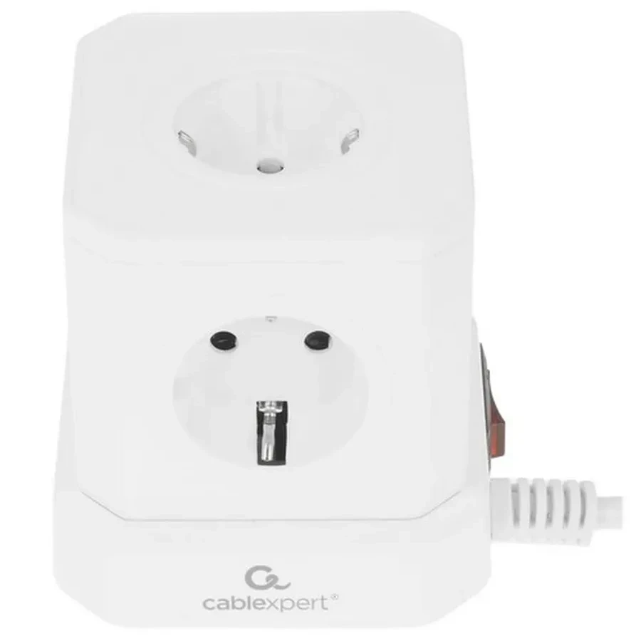 Сетевой фильтр Cablexpert Tower 5р, TWR-5-U4-W-3, 10А, 4хUSB, 3.1А, 3м, ур.защ. 4+, коробка белый — 2