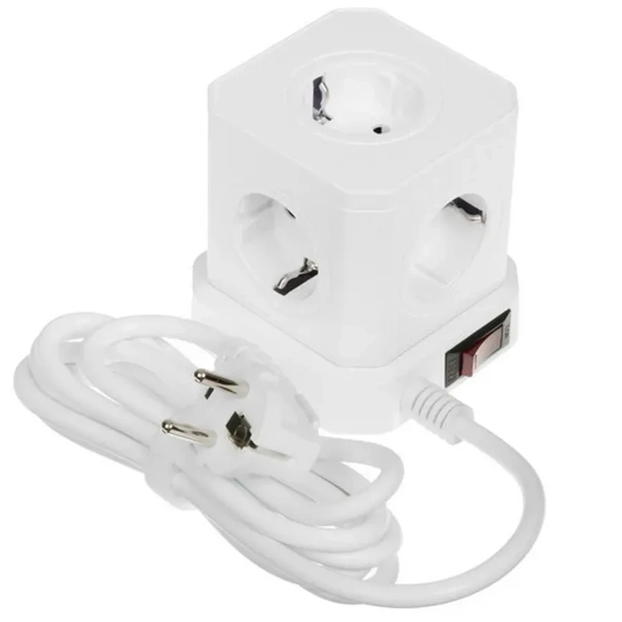 Сетевой фильтр Cablexpert Tower TWR-5-U4-W-2, 5р, 10А, 4хUSB, 3.1А, 2м, ур.защ. 4+, коробка белый — 4