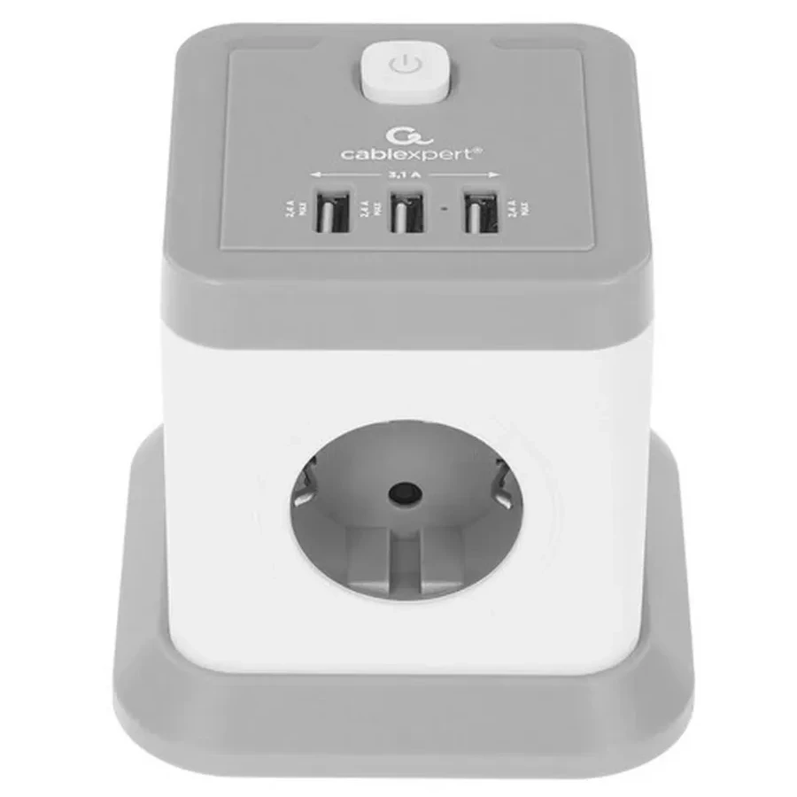 Сетевой фильтр Cablexpert Tower, TWR-4-U3-W-2, 4р, 10А, 3xUSB, 3.1А, 2м, ур.защиты 2+, коробка белый — 2
