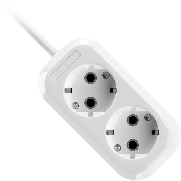 Удлинитель Defender R320, 16A, 2 розетки, 5м, заземление, White