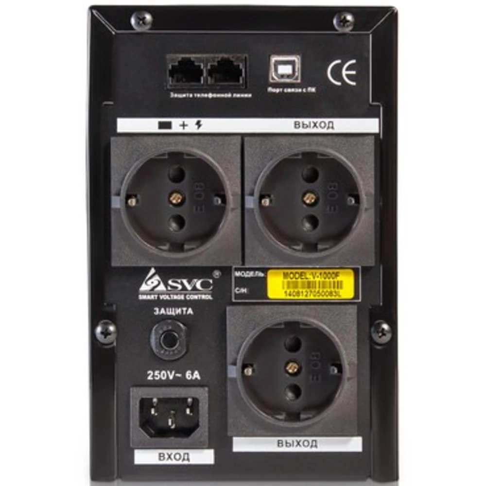UPS SVC V-1000-F, 1000VA/600Vt, Smart, USB, 3 розеток — 3