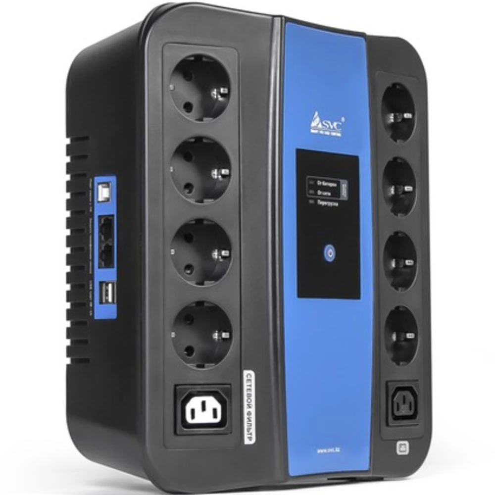 UPS SVC U-1000, 1000VA/600Vt, Smart, USB, 8+2 розеток