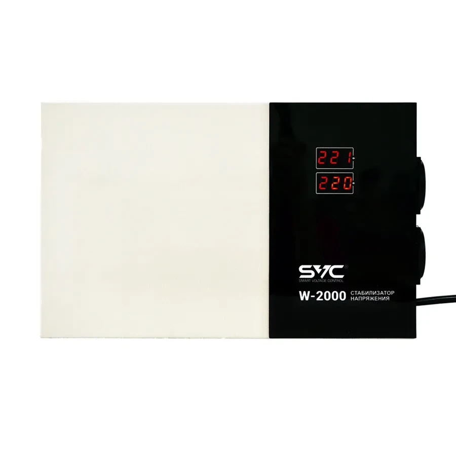 Стабилизатор SVC W-2000, 2000ВА/2000Вт, LED, черно-белый — 2