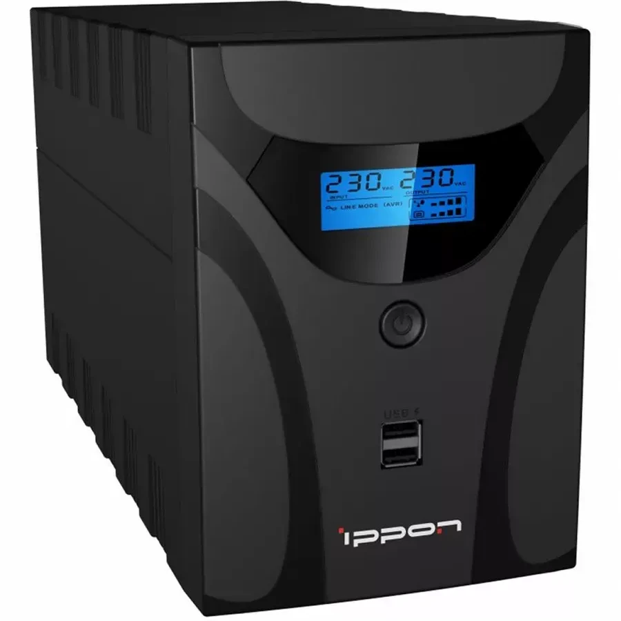 ИБП Ippon Smart Power Pro II 1200 Euro, 1200VA, 720Вт, AVR 162-290В, 4хEURO, управление по USB, RJ-45, LCD