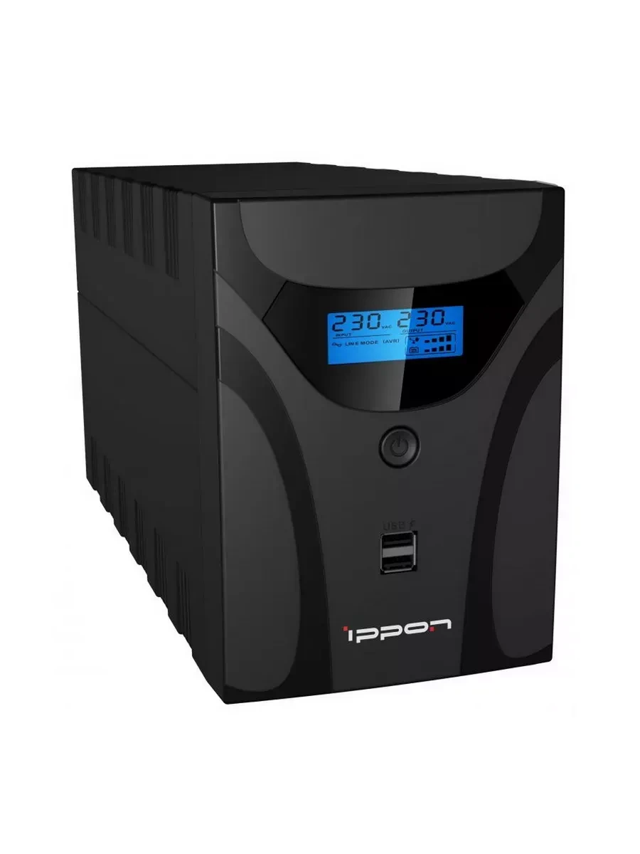 ИБП Ippon Smart Power Pro II 1200, 1200VA, 720Вт, AVR 162-290В, 6(2)хС13, управление по USB/RS-232, RJ-45, LCD