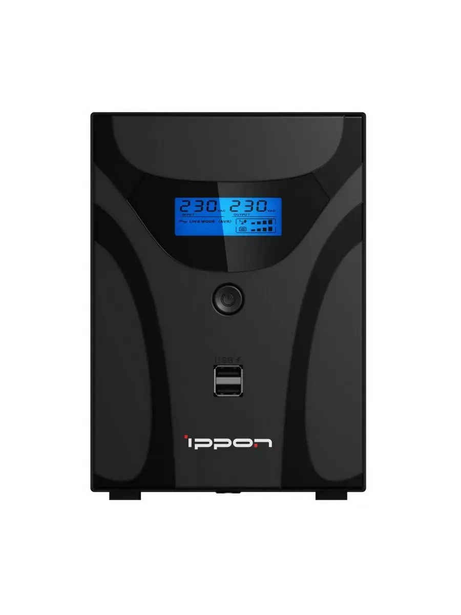 ИБП Ippon Smart Power Pro II 1200, 1200VA, 720Вт, AVR 162-290В, 6(2)хС13, управление по USB/RS-232, RJ-45, LCD — 2