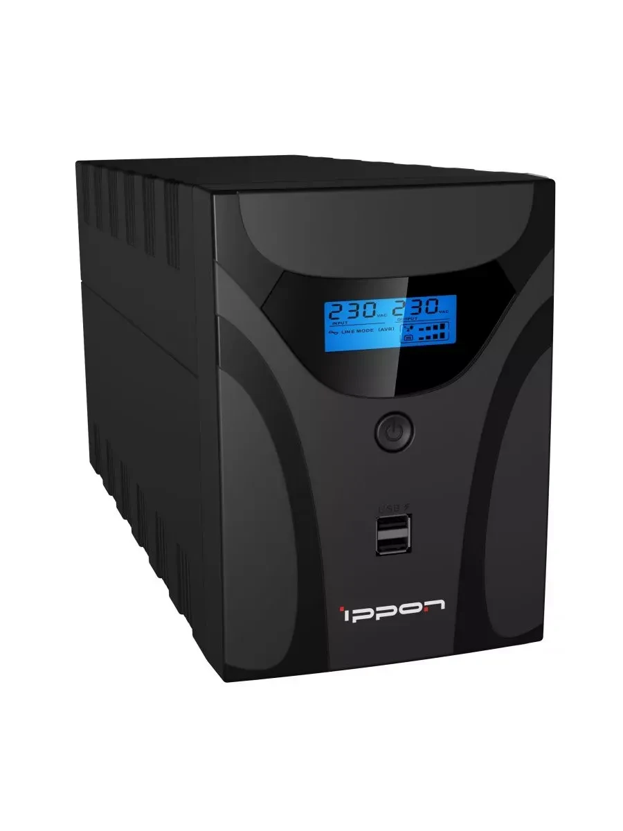 ИБП Ippon Smart Power Pro II 1200, 1200VA, 720Вт, AVR 162-290В, 6(2)хС13, управление по USB/RS-232, RJ-45, LCD — 5