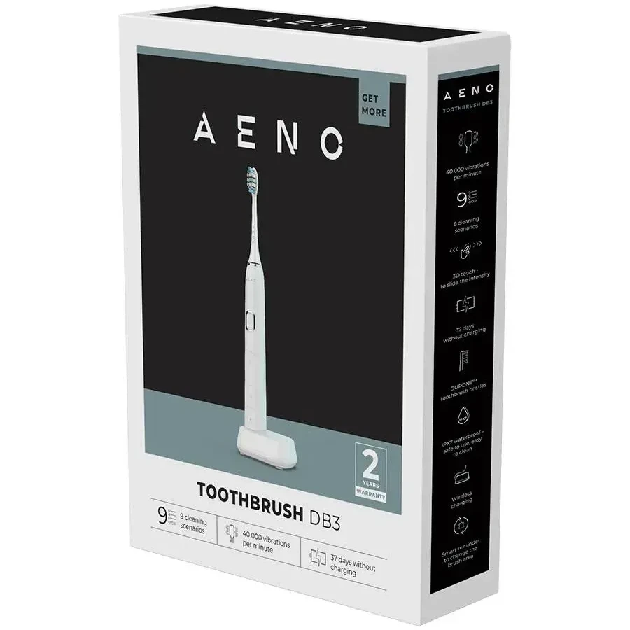 AENO Sonic Electric Toothbrush, DB3: White, 9 scenarios, with 3D touch, wireless charging, 46000rpm, 40 days without charging, IPX7 — 2