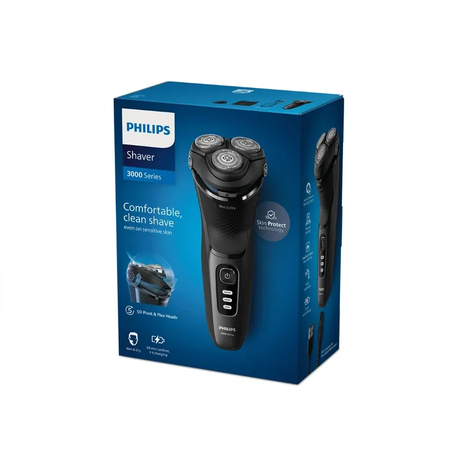 Электробритва Philips 3000 S3244/12, 9 Вт, Li-ion, черная — 3