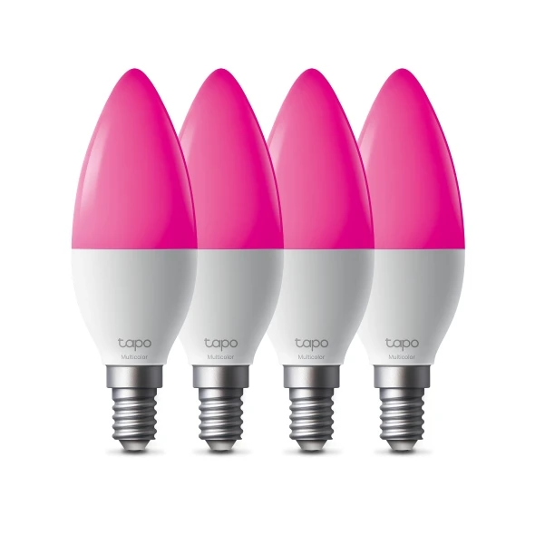 Умная диммируемая Wi-Fi лампа многоцветная Tapo L430C(4-pack) <комплект из 4-х, Цоколь E14, Экосистема Tapo, не нужен центр управления, Голосовое управление при помощи Маруся MRG, Яндекс Алиса, Amazone Alexa, Google Ассистент, IEEE 802.11b/g/n, 4.8 Вт, яр
