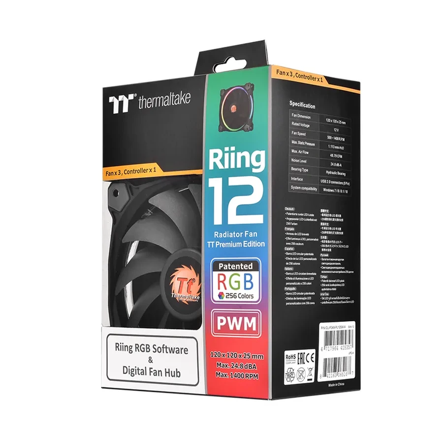 Вентилятор корпуса Thermaltake Riing Plus 12 RGB 3 pack, 120мм — 3