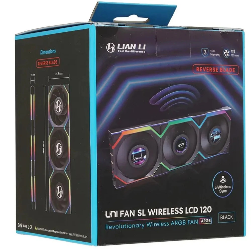 Вентилятор Lian Li UNI FAN SL LCD Wireless, 3x120mm, Чёрный — 5